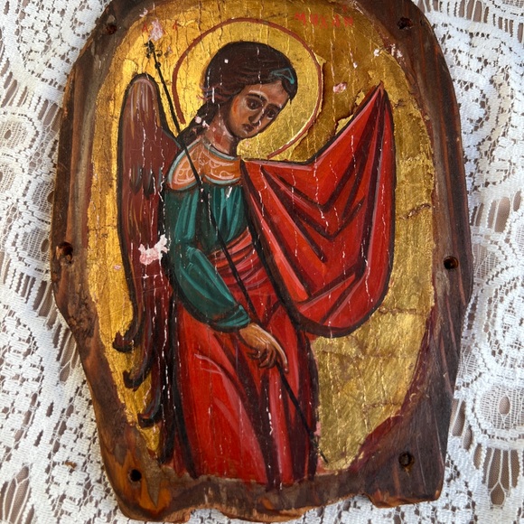 HandcraftedRussian Angel Icon on Wood